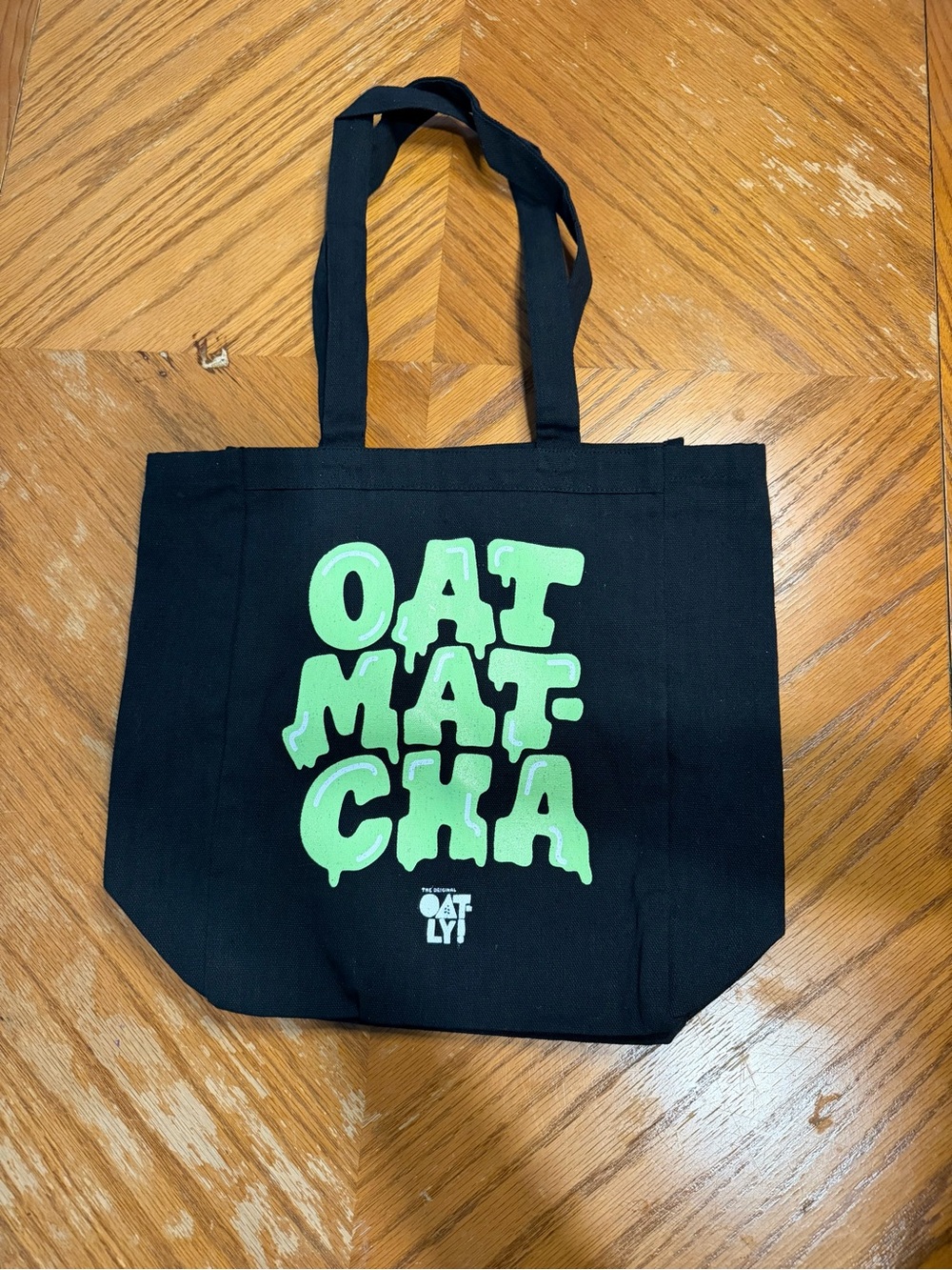 Black Canvas 'OAT MATCHA' Tote Bag
